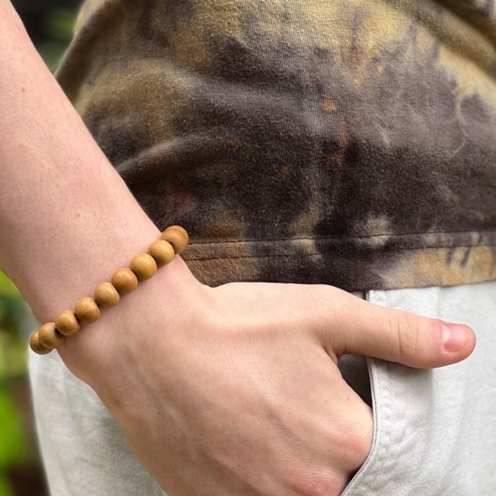 Sandalwood Stretch Bracelet, Men's Bracelets, Unisex Bracelet, Boho Style, Gift - Picture 2 of 2
